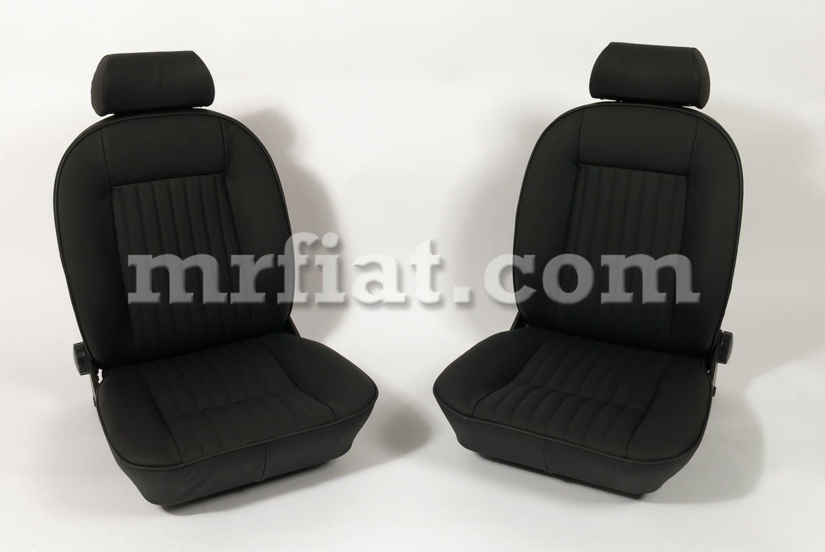 Fiat 124 Spider Black Leather Seat Set 66-78 New | eBay